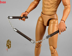 1/6 Chinese Kung Fu Shaolin Staff Nunchaku Three-section Cudgel 12” Figure Body