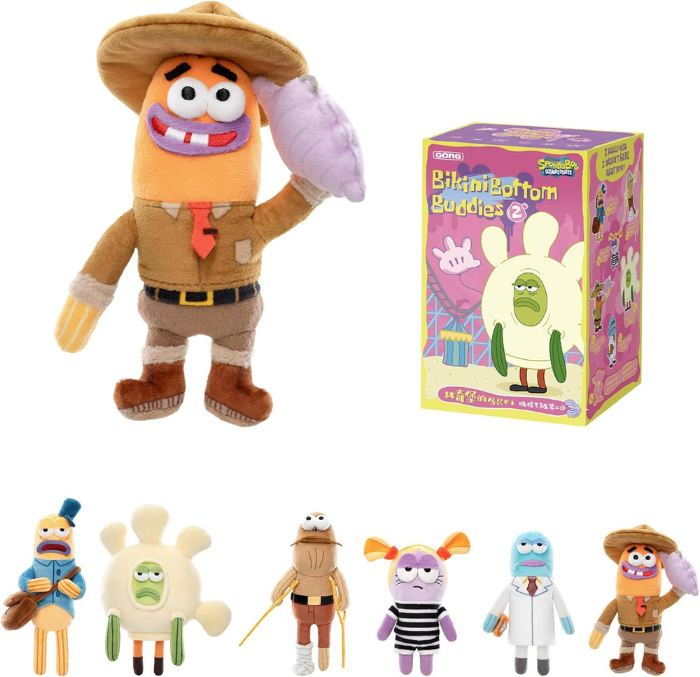 Spongbob Residents of Bikini Bottom-Whimsical Plush Part2, Blind Box Keychain –