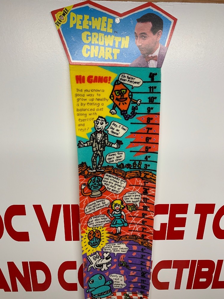 Vintage 1988 Pee Wee HERMAN tv movie show Playhouse peewee Growth Chart