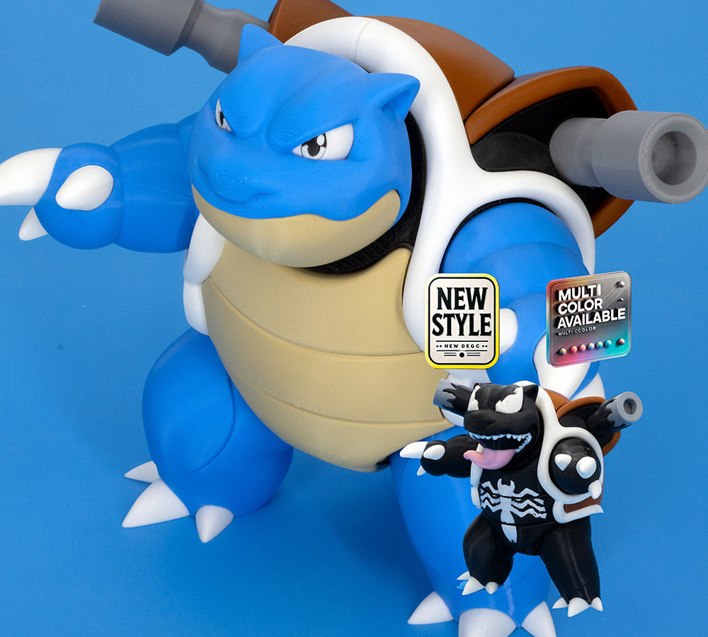 Blastoise 009 Figure New Venom Option 3D Printed PLA Plastic
