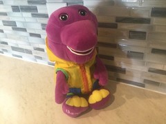 BARNEY IN RAINCOAT 14”PLUSHIE RAINY DAYS