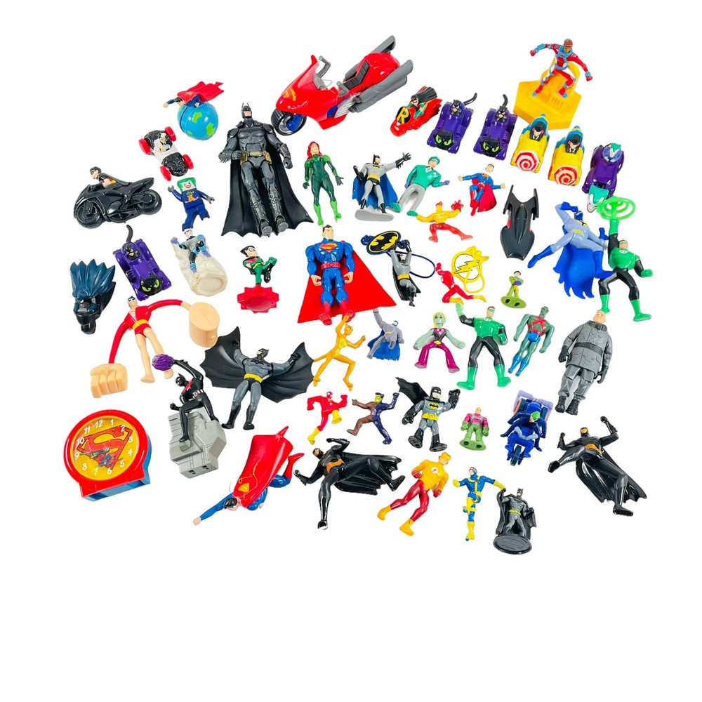 DC Comics Toy Lot of 50 Mixed Action Figures Batman Superman PVC Fast Food VTG B