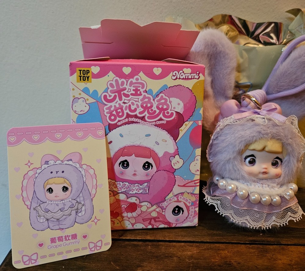 NEW Confirmed Nommi Baby Sweetheart Bunny Series Plush Pendant – Grape Gummy