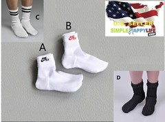 1/6 sport white black socks for 12″ figure female male hot toys phicen ❶USA❶