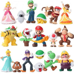 NEW 18 Pcs/Set Super Mario Bros Toy Figures Luigi Toad Yoshi Cake Toppers Party
