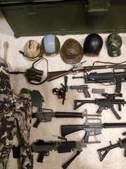 GI Joe Ammo Box (1990’s) Lot With Clothes And Accessories Weapons Figures