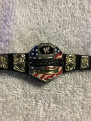 Mattel WWE United States Championship Champion Title Belt Black Strap WORN PAINT