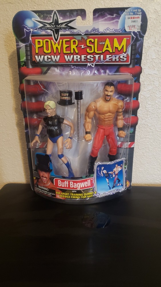 Read All! Power Slam WCW Wrestlers-Buff Bagwell w/Dummy & Hat-2000-Toybiz-In Box