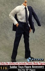 ZYTOYS 1/6 Male Blue Suit Shirt Tie Pants Clothes Set For 12″Figure Body Toys