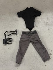 PB-AD-RBSET: Black Shirt, Cargo Pants & Gun Holster for Muff Toys 1/12 Adam Body