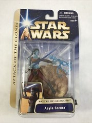 Star Wars Attack of the Clones AAYLA SECURA Action Figure Hasbro 2003 NOS Sealed