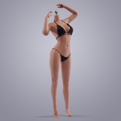 ANT 1/6 AB001S Suntan Skin Female Body Large Bust Breast 12inch Seamless Figure