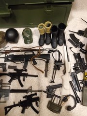 GI Joe Ammo Box (1990’s) Lot With Clothes And Accessories Weapons Figures