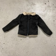 MO-SDJK-BK: 1/12 Black Suede Zipper Jacket with Fur Collar for 6″ slim body