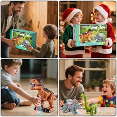 3 Pack Walking Dinosaur Toys for Kids 3-5 5-7 Years Old, Simulated Tyrannosau…