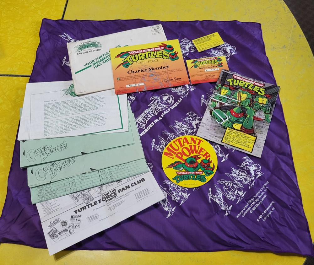 Teenage Mutant Ninja Turtles TMNT Membership Fan Club Kit 1988 Vintage Bandana