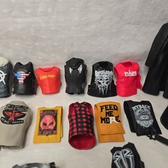 Huge WWE Wrestling Figure Accessory Lot ~90 Pcs Belts Shirts Boots Masks Mattel