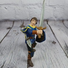 Papo Medieval Sword Shield-Decorated Horse BLUE+WHITE Action Figure 2000s Vtg