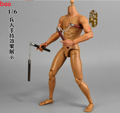 1/6 Chinese Kung Fu Shaolin Staff Nunchaku Three-section Cudgel 12” Figure Body