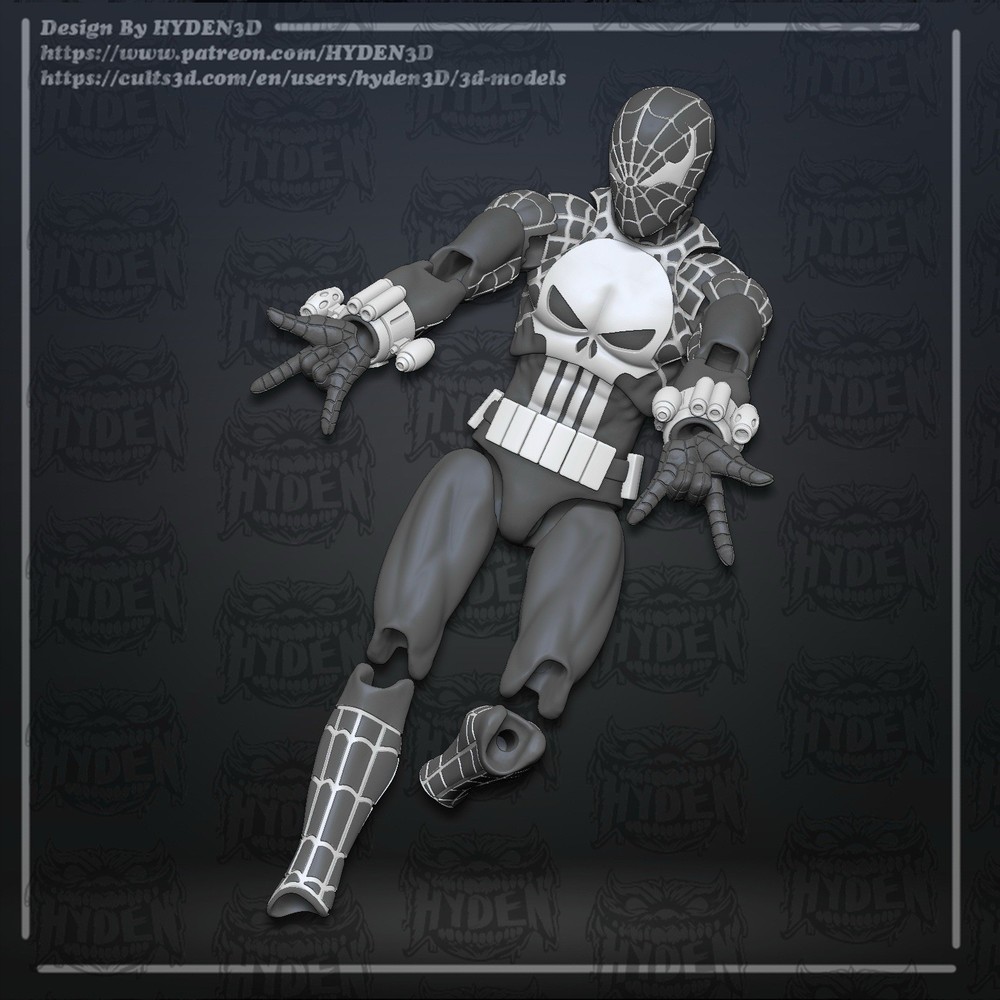 Spiderman Punisher Mafex CT custom Unpainted 1/12 kit 3d Parts Only