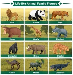 Animal Toys 12Pcs Mini African Wildlife for Kids, Realistic Safari Figure Model