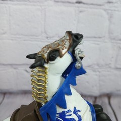 Papo Medieval Sword Shield-Decorated Horse BLUE+WHITE Action Figure 2000s Vtg