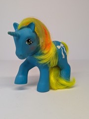 G1 My Little Pony De-flocked So Soft Unicorn RIBBON Blue Horse MLP Good Hair