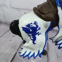 Papo Medieval Sword Shield-Decorated Horse BLUE+WHITE Action Figure 2000s Vtg