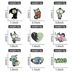 Invader ZIM Cartoon Enamel Pin Alien Metal Brooch Lapel Badge Backpack Gift Kids