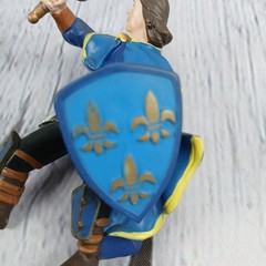 Papo Medieval Sword Shield-Decorated Horse BLUE+WHITE Action Figure 2000s Vtg