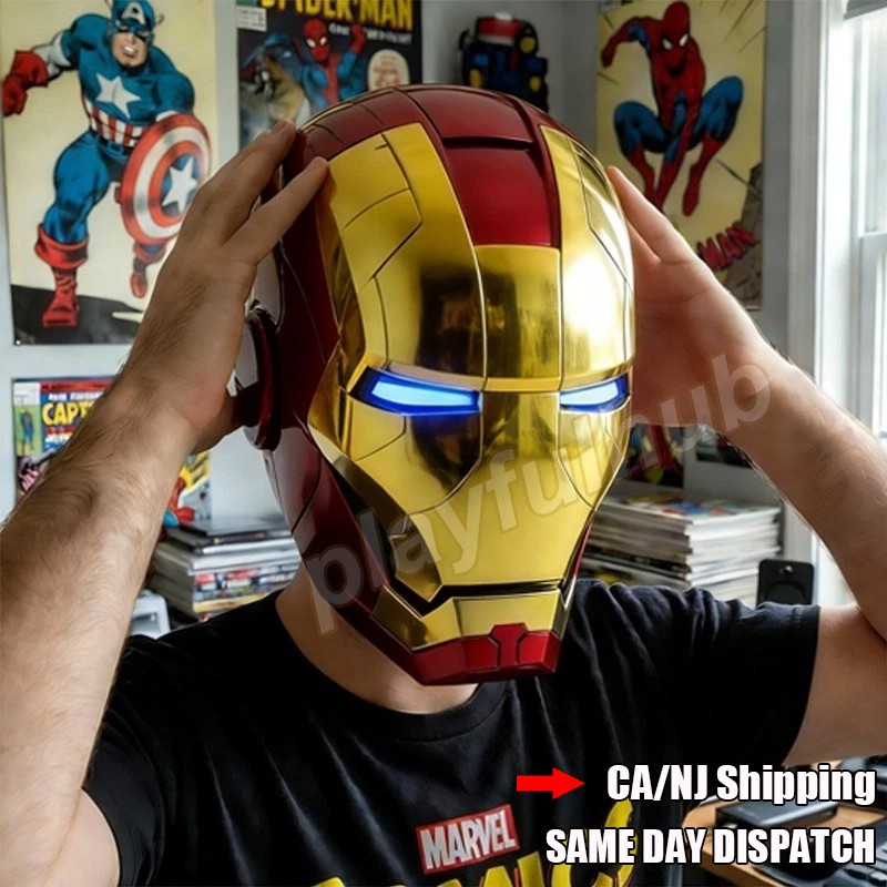 Autoking Iron Man Mask Mk5 1:1 Helmet Wearable Voice Touch Cosplay Props Jarvis