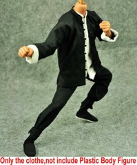 1/6 Kung Fu Shirt Chinese Traditional Man Suit Clothes Black F 12” Figure Toy