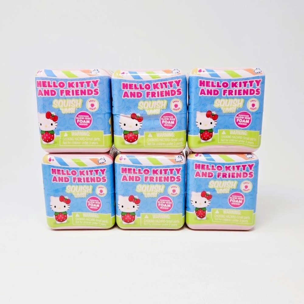 Hello Kitty + Friends Squish ‘Ums Fruit Series – Lot of 6 Sealed Blind Cubes