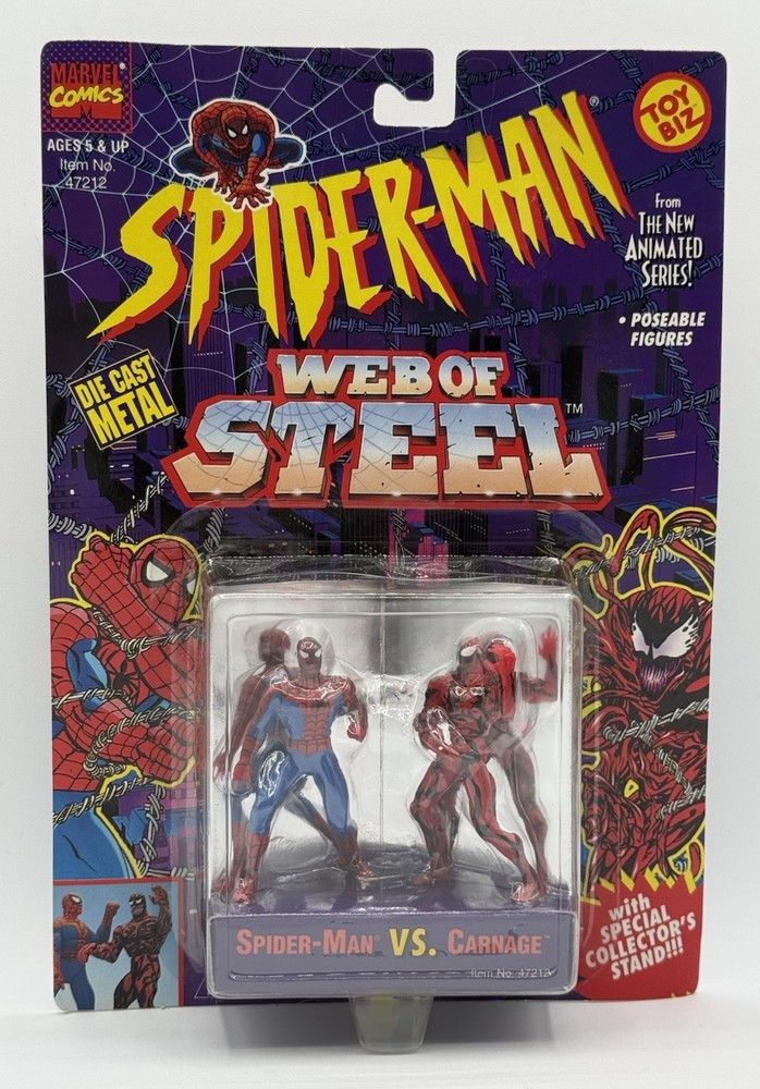 1994 TOYBIZ MARVEL SPIDER-MAN WEB OF STEEL SPIDER-MAN VS CARNAGE NEW