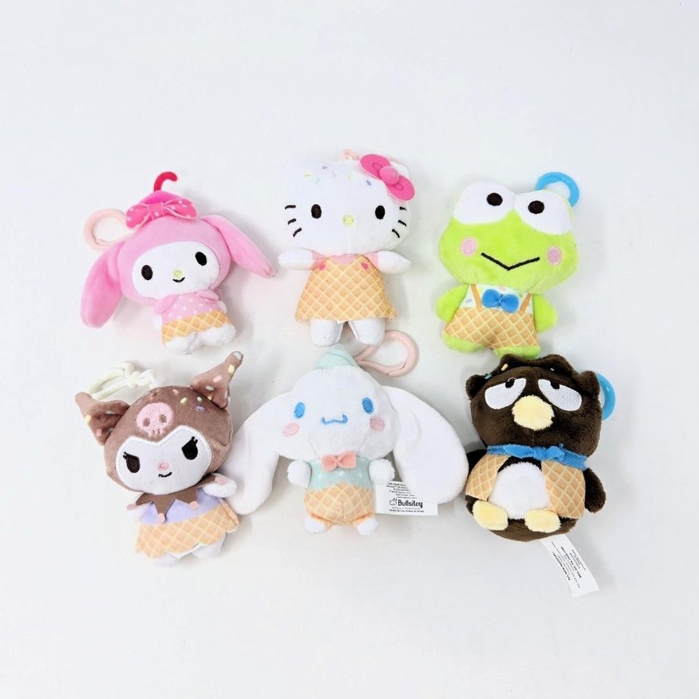 Hello Kitty + Friends Ice Cream Series : Complete Set of 6 Plush Danglers
