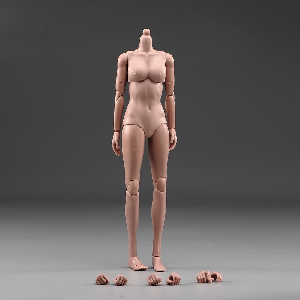 US 1:6 Woman Suntan Skin Middle Breast Female Body Super Action Figure Model Toy