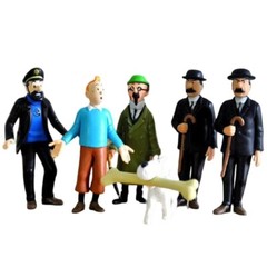Original The Adventures of Tintin Action Figures 6 PCS Set Toy Cake Toppers NEW