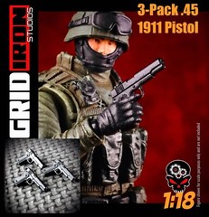 1:18 3-PACK 1911 Pistols For G.I. Joe 3.75” Joytoy Arah 25th Weapons .45 G104