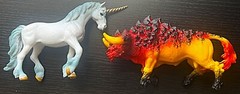 6″ LAST UNICORN figure lot set action RED BULL toy horse pony doll pegasus