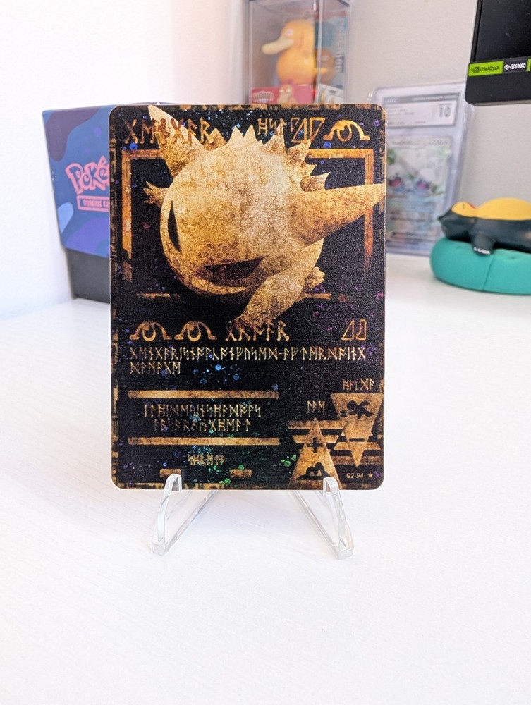 Gengar Black Gold Metal Collector Card Textured Unofficial Display