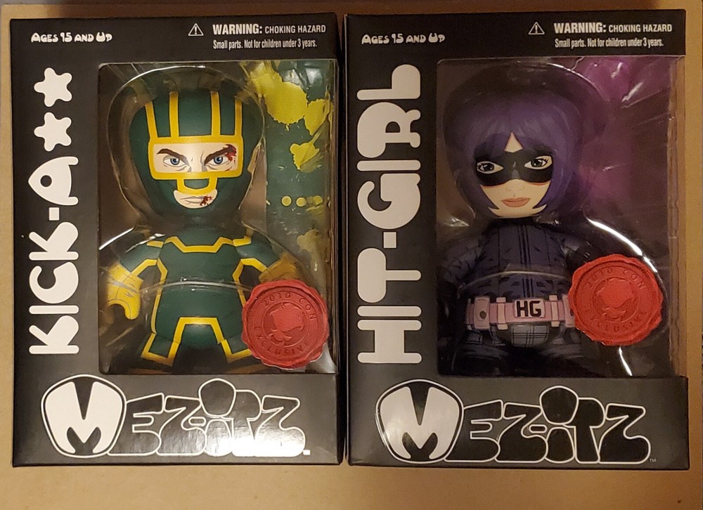 SDCC 2010 EXCLUSIVE MEZCO MEZ-ITZ KICK-ASS & HIT-GIRL DESIGNER VINYL