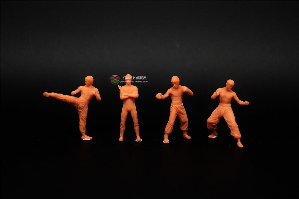 1/72Chinese Kung fu Bruce Lee four poses 4pc High-precision 3D Soldier