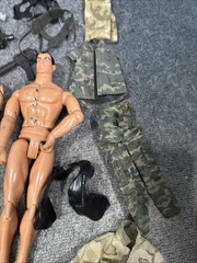 Lot of 6 Vtg 12” Army Military GI Joe Dolls Figures Soldiers With Clothes Guns
