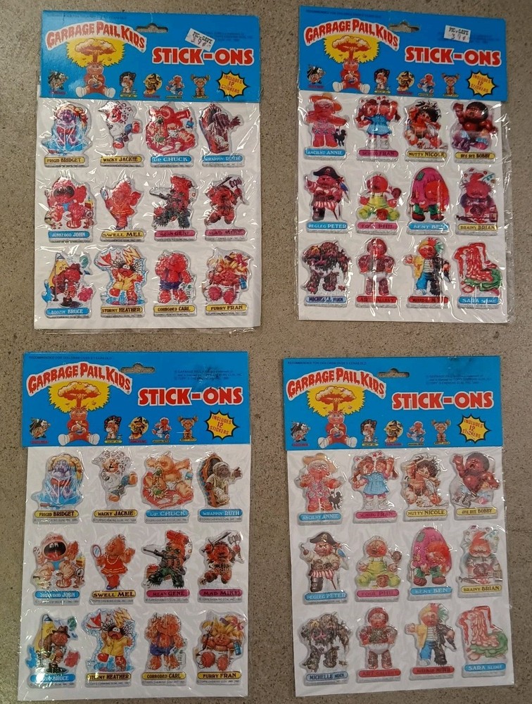 Imperial Toy 4 GPK Stick-Ons Series 1 Garbage Pail Kids 2 Print Variations Each