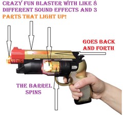 Large LED Light-Up Blaster With Sound (8.5) Adult Size Blade Runner Toy Pistol.