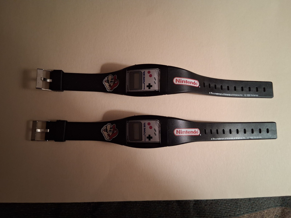 2 Vintage NINTENDO GAME BOY Wrist Watches, 1992 NO BATTERY made by Sasco INC.