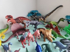 Dinosaur Toy Lot Plastic Figures Rocks Trees Dino Playset Assorted 40+ Pieces