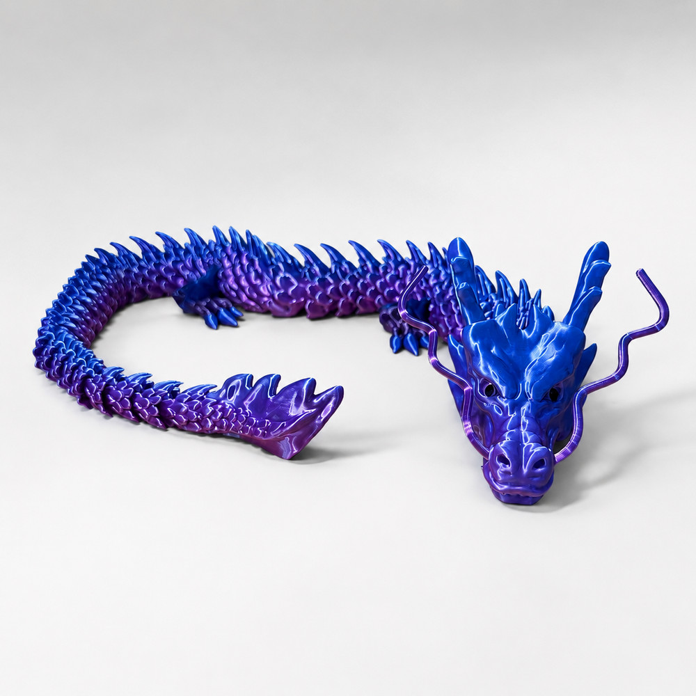 Articulated Crystal Dragon 3D Printed Flexi Fidget Toy Desk Decor Galaxy Gift