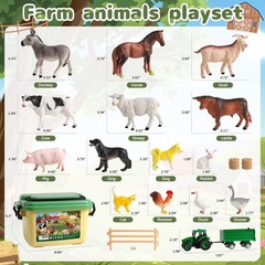 Large Farm Animal Figures Farm Truck 23pcs Cow Horse Sheep Pig Play Set For Kids