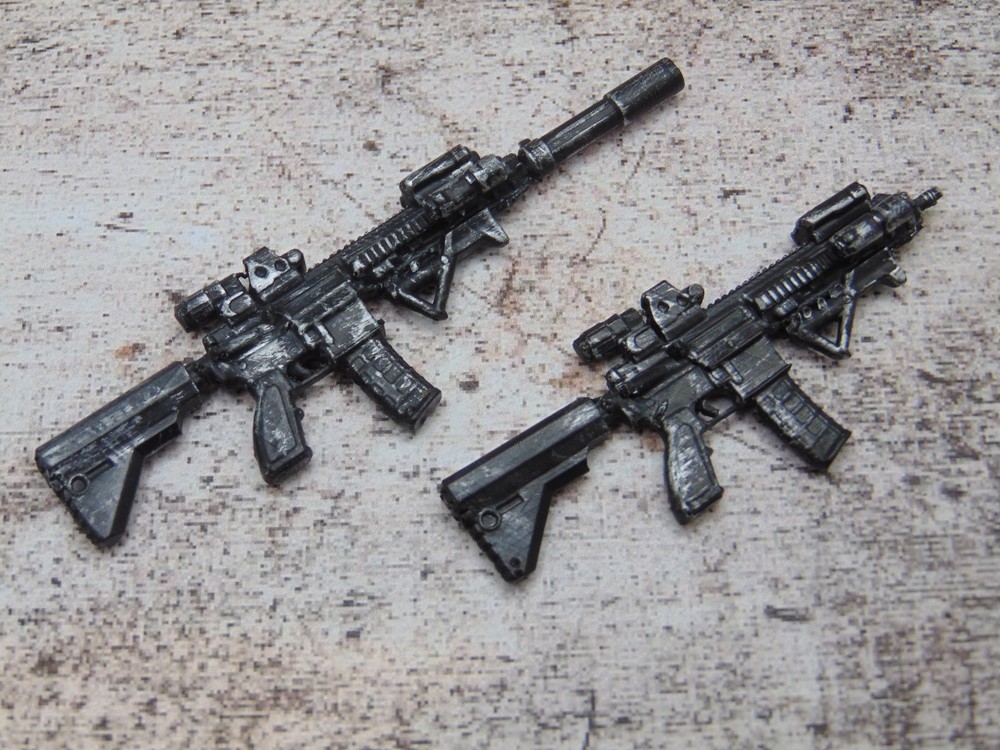 Custom 1:12 Scale Weathered HK 416 Assault Rifle Combo Set for 6″ Marvel Legends
